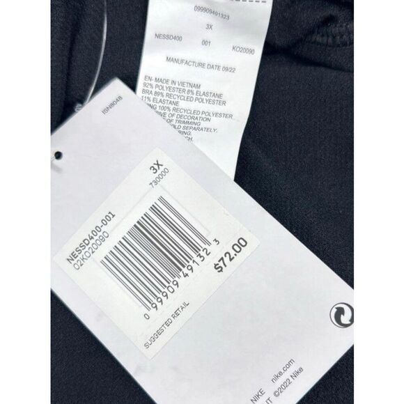 New Nike Women Black & White Tie Dye One Piece Swimsuit Size 3x (Cost $72) - Picture 3 of 4